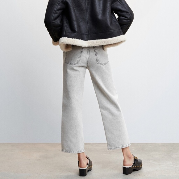 Mango Light Grey Bow Cotton Jeans/Culottes - Size 34 - Picture 4 of 13